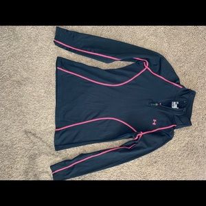 Black and Pink Under Armour Long Sleeve Tech Top